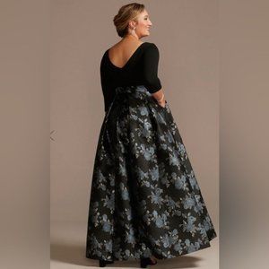 Perfect for Prom Dress - Black, light blue & silver floral dress